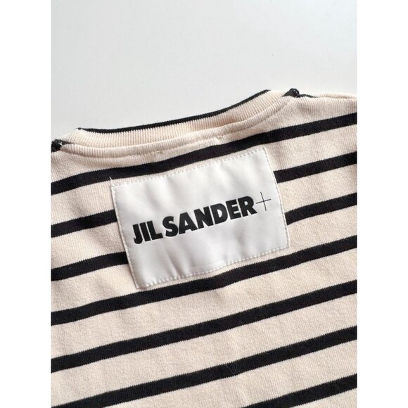JIL SANDER Mariniere Ivory Black Striped Cotton Jersey T-Shirt, Size S - Picture 13 of 15